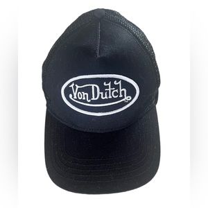 Von Dutch Classic SnapBack Black Trucker Hat with white embroidered logo, OS